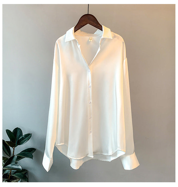 Damen Elegante Bluse aus feinem Satin mit Rüschendetails Echoarchiv