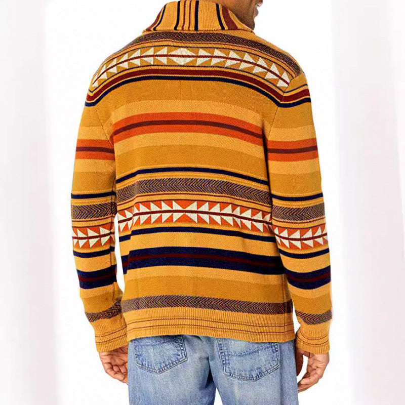 Herren Strickjacke mit geometrischem Muster und praktischen Taschen Echoarchiv