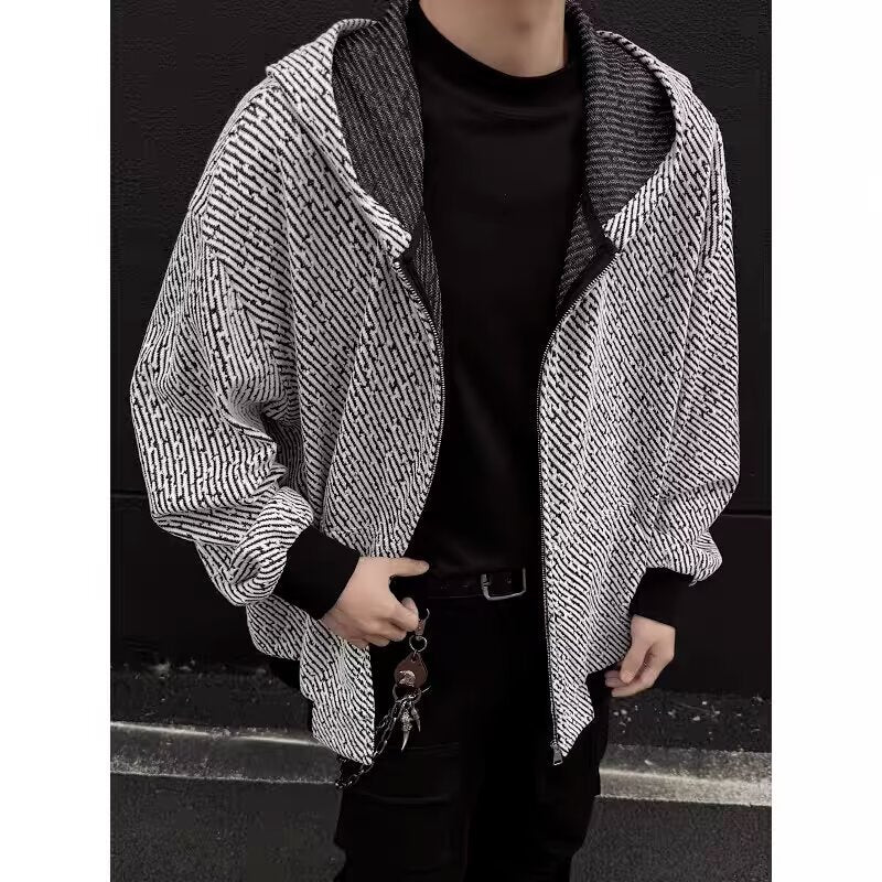 Unisex Oversized Strick-Kapuzenjacke mit Allover-Strukturmuster und Eingrifftaschen Echoarchiv