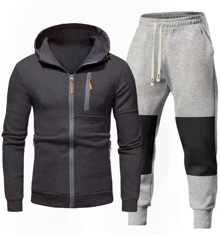 Herren Sportliches Hoodie- und Jogginghose-Set mit Funktionalen Reißverschlusstaschen Echoarchiv