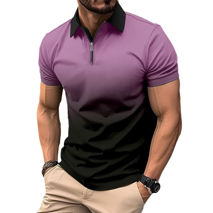 Herren Kurzarm Poloshirt mit stylischem Farbverlauf und praktischem Reißverschluss Echoarchiv