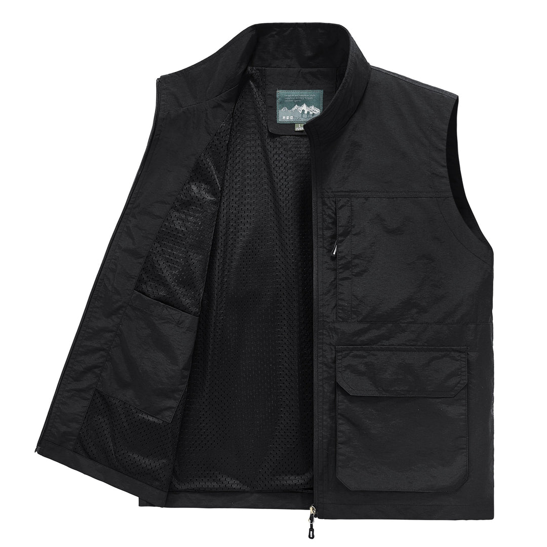Herren Multifunktionale Utility‑Weste mit Mesh‑Futter, Reißverschluss & Mehrfachtaschen Echoarchiv
