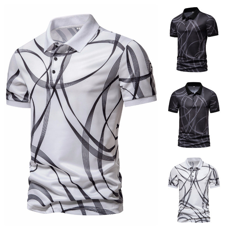 Herren Poloshirt mit modernem grafischen Muster und atmungsaktiver Textiltechnologie Echoarchiv