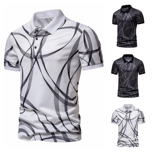 Herren Poloshirt mit modernem grafischen Muster und atmungsaktiver Textiltechnologie Echoarchiv