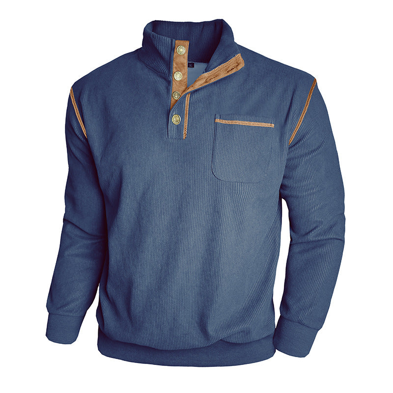Herren bequemer Stehkragenpullover mit Brusttasche Echoarchiv