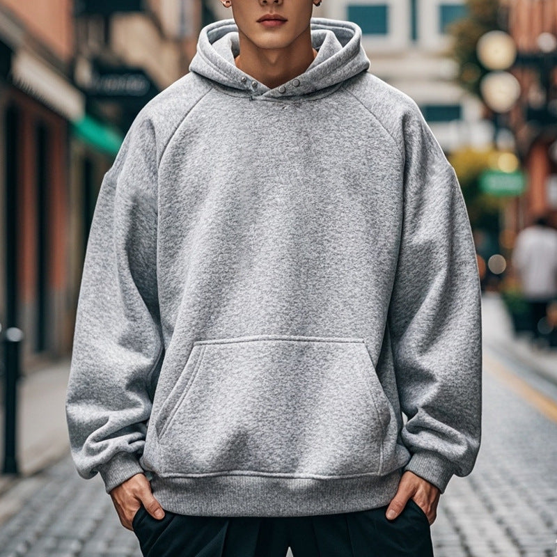 Herren oversized Kapuzenpullover aus weichem Baumwollmix mit Kangaroo-Tasche Echoarchiv