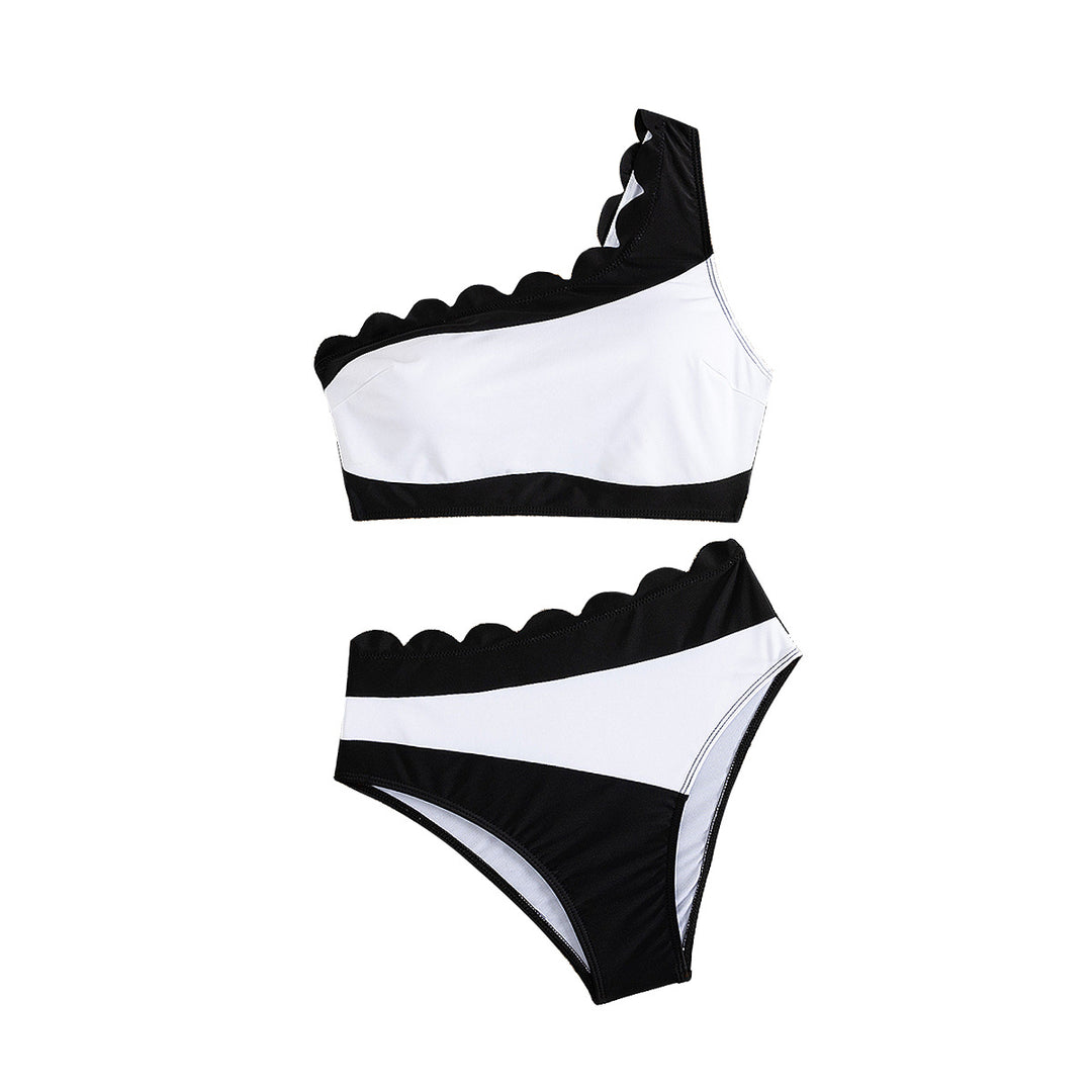 Damen Einseitiger Bikini mit gewelltem Saum Echo Archiv