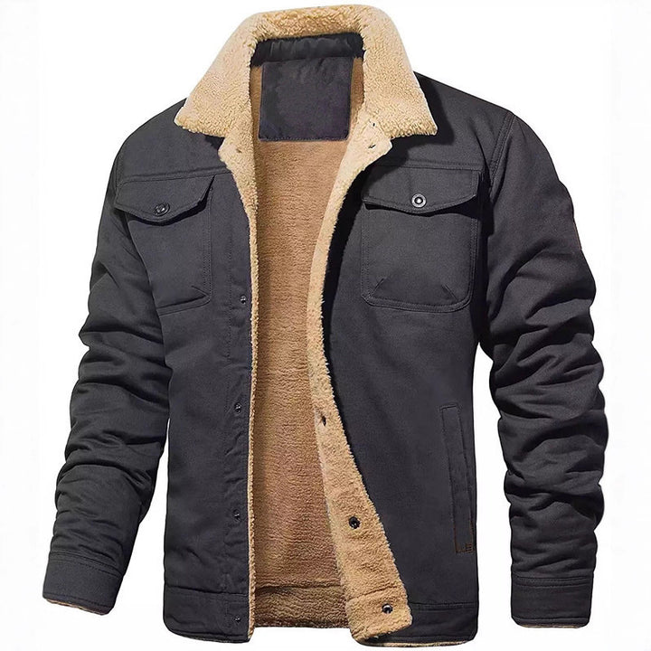 Herren Sherpa-gefütterte Canvas-Truckerjacke mit Brusttaschen Echoarchiv