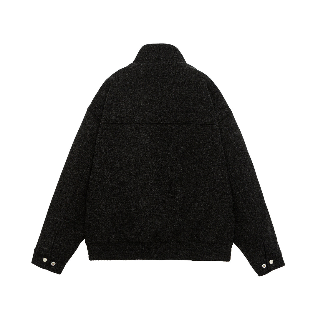 Herren Kurz geschnittene Boxy-Wollfleece-Jacke mit hohem Stehkragen und durchgehendem Reißverschluss Echoarchiv