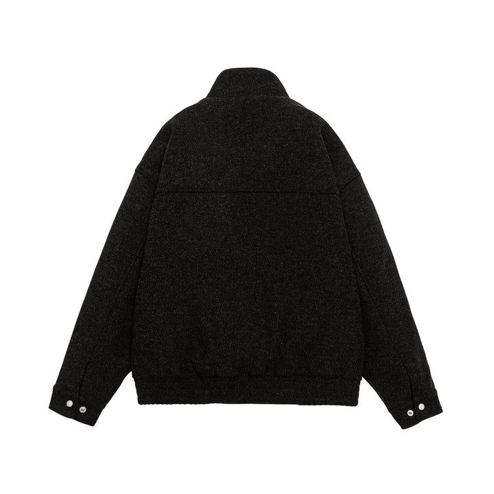 Herren Kurz geschnittene Boxy-Wollfleece-Jacke mit hohem Stehkragen und durchgehendem Reißverschluss Echoarchiv