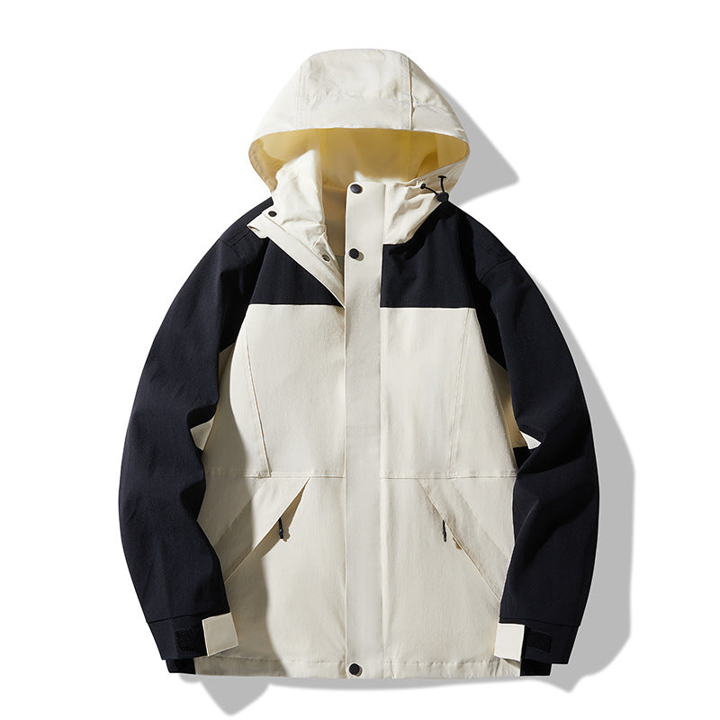 Herren Technische Colorblock Softshell‑Regenjacke mit verstellbarer Kapuze Echo Archiv