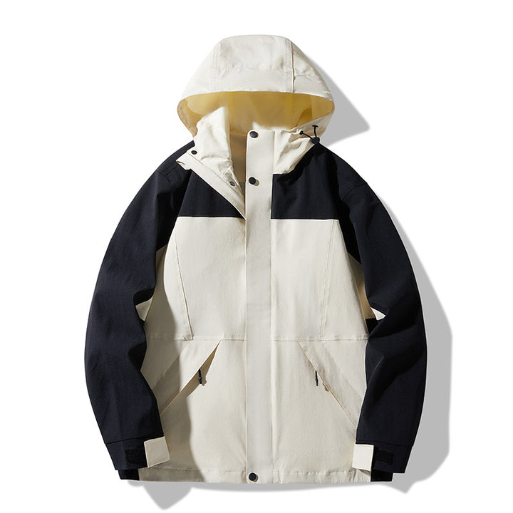 Herren Technische Colorblock Softshell‑Regenjacke mit verstellbarer Kapuze Echo Archiv