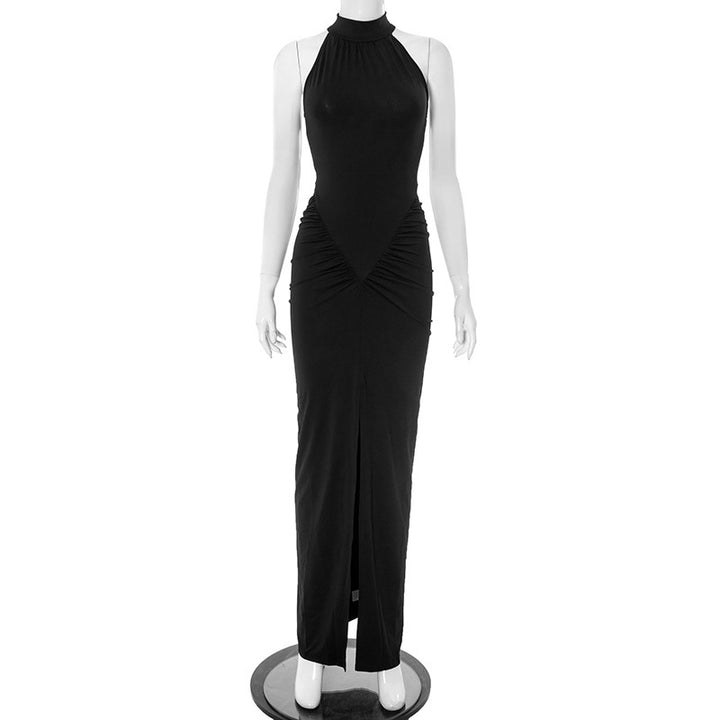 Damen elegantes Maxikleid mit hochgeschlossenem Kragen und raffinierten Raffungselementen Echo Archiv