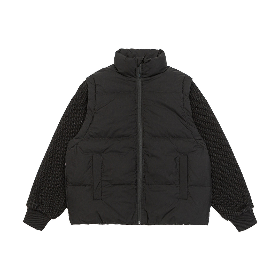 Herren Gefütterte Hybrid‑Steppjacke mit Strickärmeln und hohem Stehkragen Echoarchiv