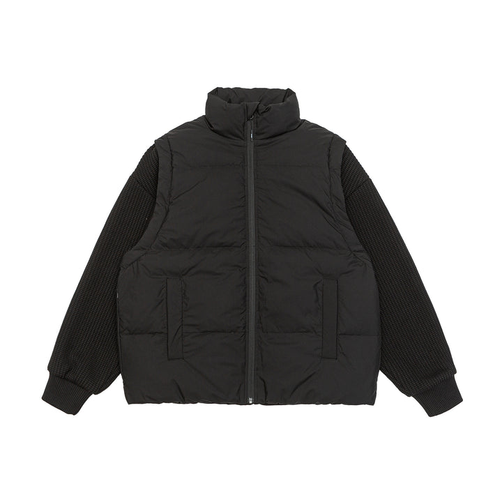 Herren Gefütterte Hybrid‑Steppjacke mit Strickärmeln und hohem Stehkragen Echoarchiv