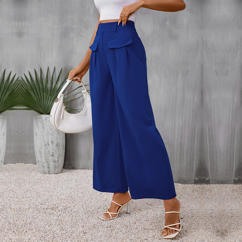 Damen Elegante High-Waist Culotte‑Palazzohose mit Bügelfalte und Klappentaschen Echoarchiv