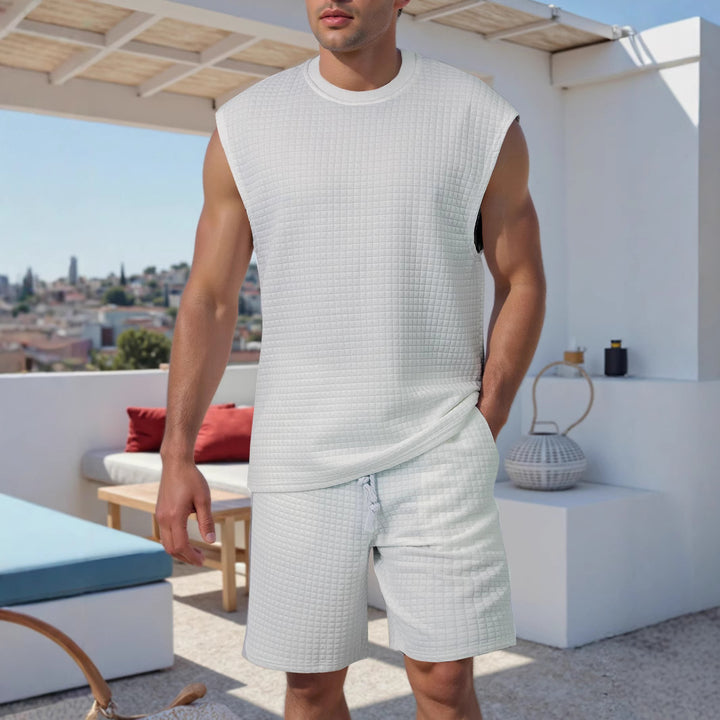 Herren lässiges Kurzarm-Set aus atmungsaktivem Strukturmaterial Echoarchiv