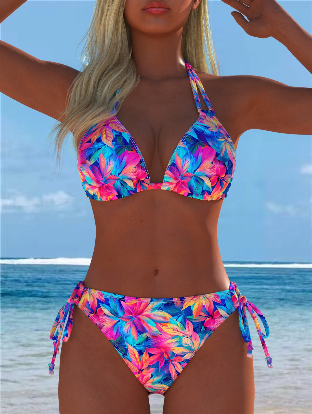 Damen Bikini-Set mit verspieltem Schnitt und trendigem Mustermix Echo Archiv