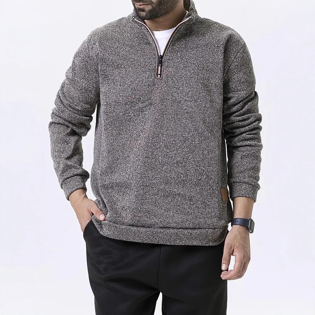 Herren Fleece-Pullover mit halbem Reißverschluss und strukturiertem Design Echoarchiv