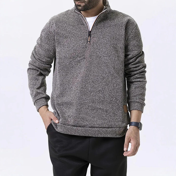Herren Fleece-Pullover mit halbem Reißverschluss und strukturiertem Design Echoarchiv