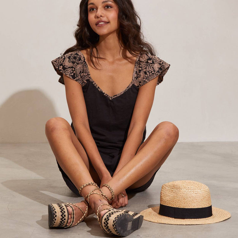 Damen Sommerliches Kleid mit Spitzen-Ärmeldetails Echo Archiv