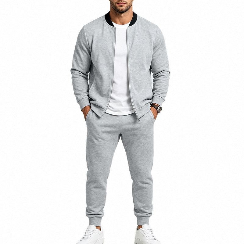 Herren Zweiteiliges Casual-Trainingsset mit Bomberjacke und tapered Jogginghose Echoarchiv