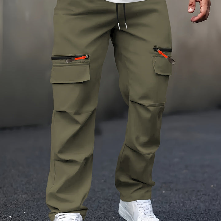 Herren Technische Cargo-Jogginghose mit Reißverschlusstaschen, Klappfächern & Tunnelzugbund Echo Archiv