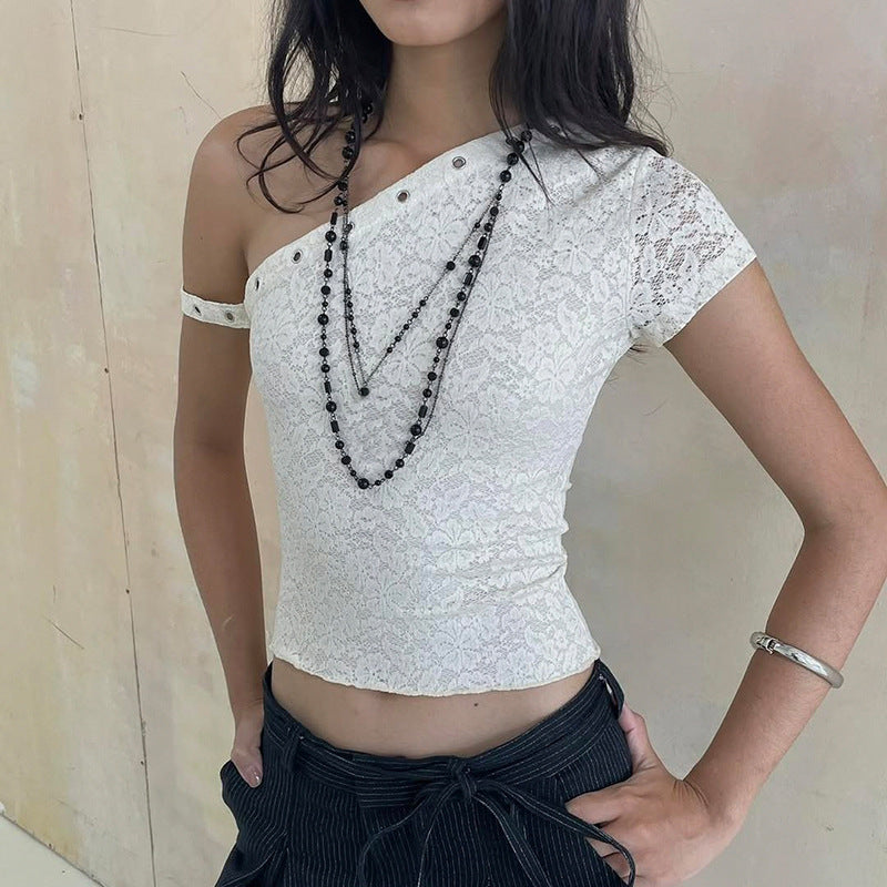 Damen elegantes Oberteil aus zarter Spitze mit kurzem Ärmel und aufregendem Design Echo Archiv