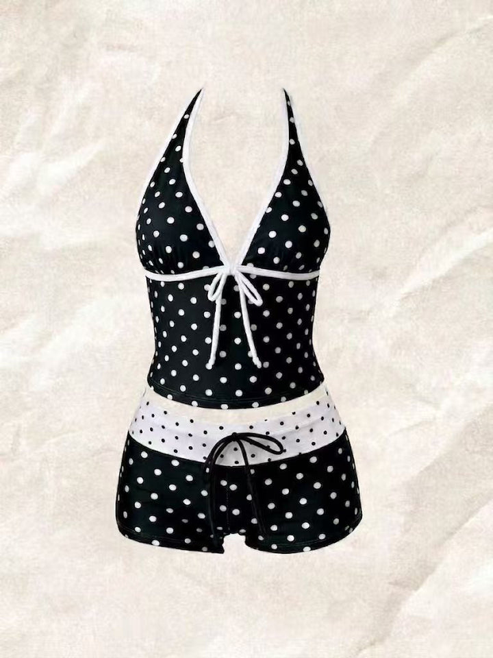 Damen Tankini mit modischem Punktmuster und verstellbarem Halter – Avérine