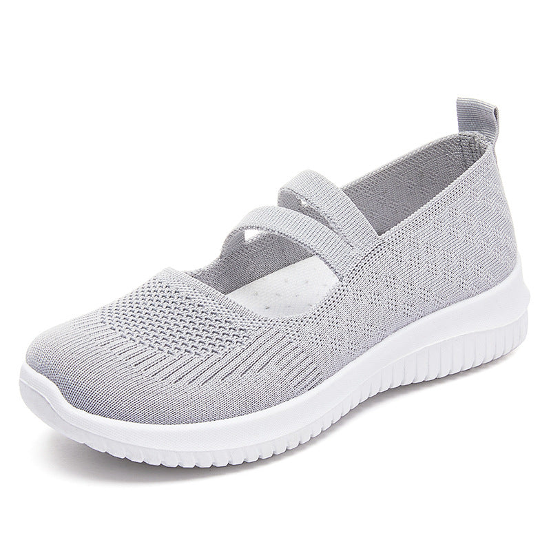 Damen nan gestrickter Slip-On Mary-Jane-Sneaker mit elastischen Riemen, gepolstertem Komfortfußbett und flexibler EVA-Laufsohle Echo Archiv