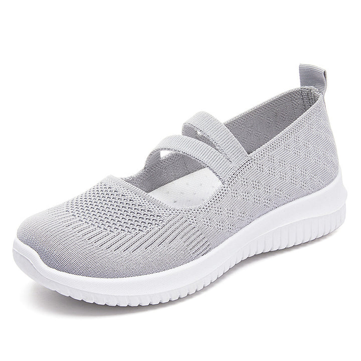 Damen nan gestrickter Slip-On Mary-Jane-Sneaker mit elastischen Riemen, gepolstertem Komfortfußbett und flexibler EVA-Laufsohle Echo Archiv