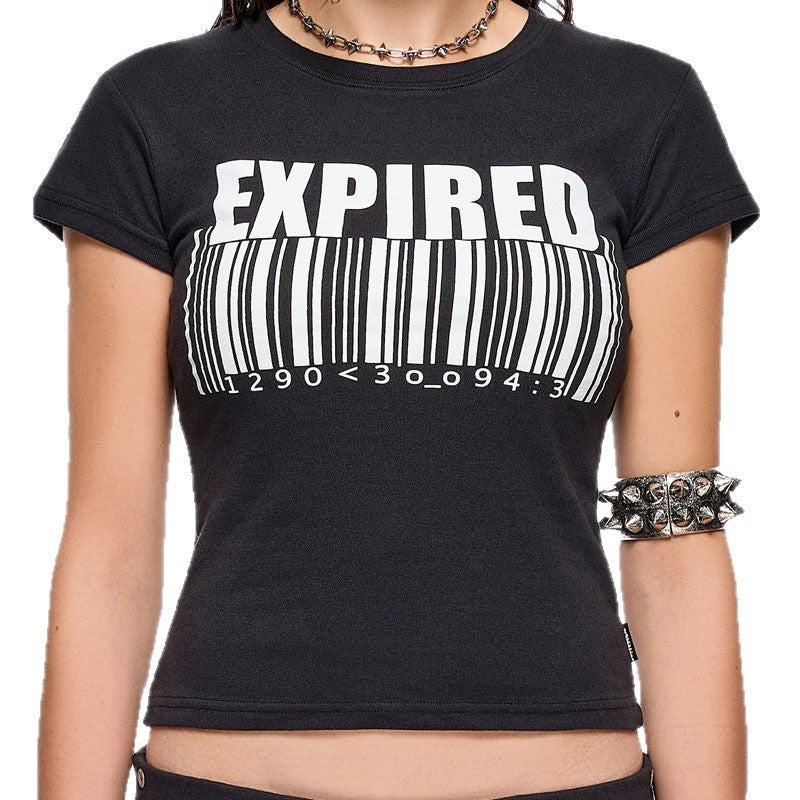 Damen Grafik-T-Shirt mit trendigem Barcode-Print Echo Archiv