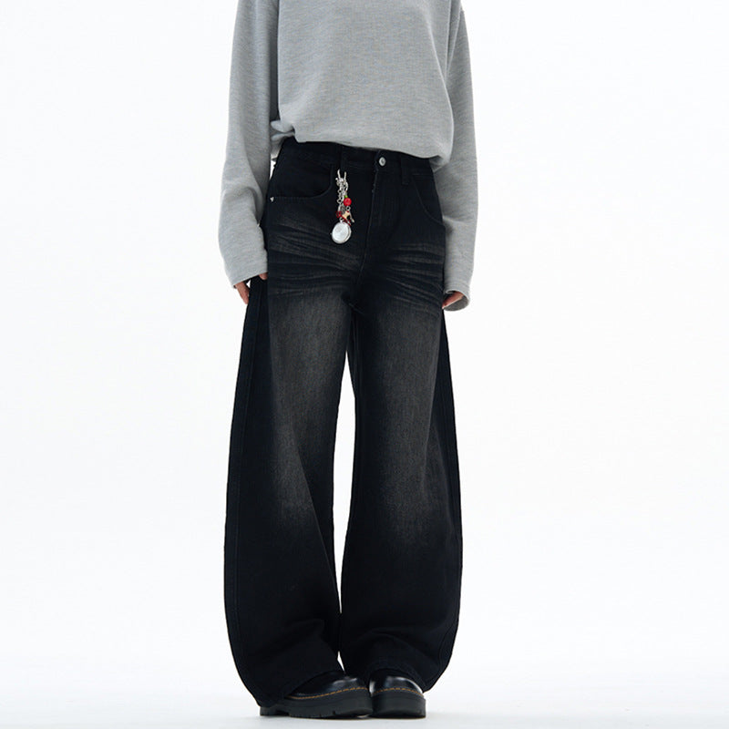 Damen extraweite hochgeschnittene Baggy-Jeans mit tiefem Schritt und Vintage‑Waschung Echo Archiv