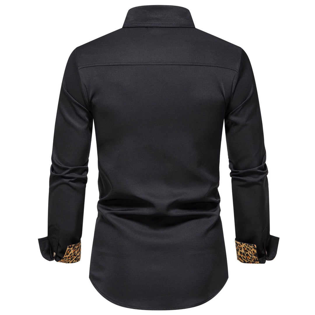 Herren elegantes Langarmhemd mit Leopardenmuster Echoarchiv