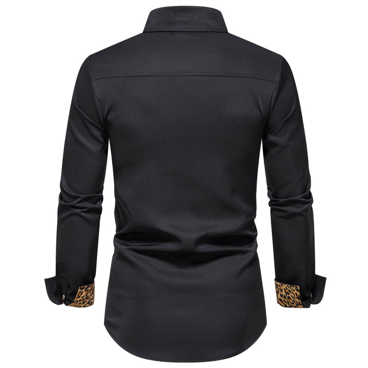 Herren elegantes Langarmhemd mit Leopardenmuster Echoarchiv