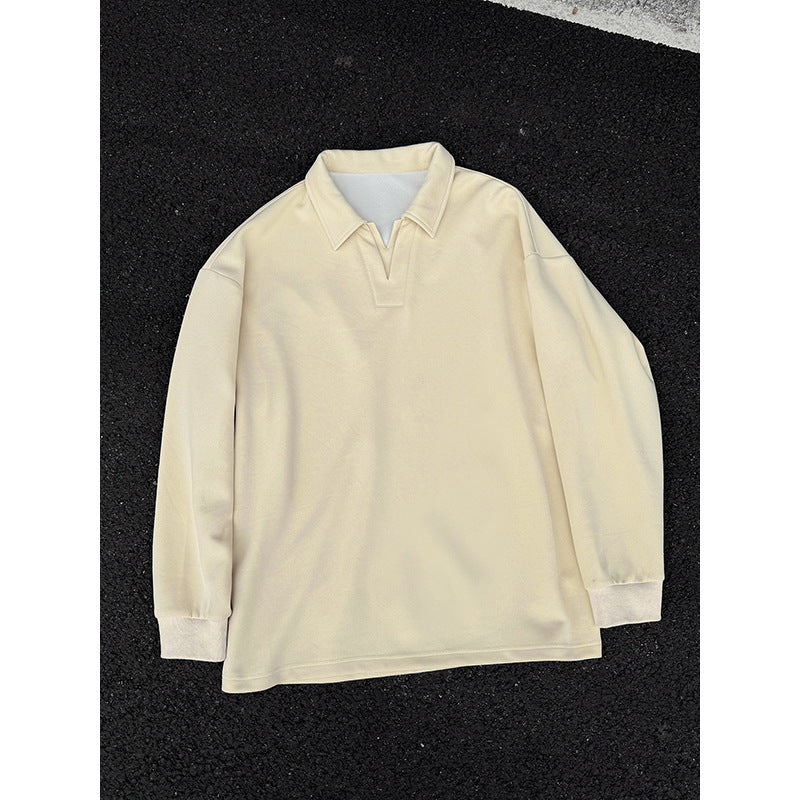 Herren Oversized Polo‑Sweatshirt mit tiefem V‑Ausschnitt, Hemdkragen und gerippten Bündchen Echo Archiv