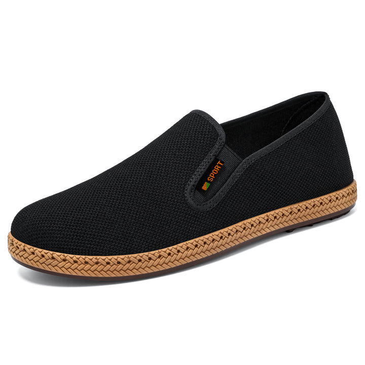 Herren nan atmungsaktiver Strick-Slip-On Loafer mit elastischem Einstieg, geflochtener Dekor-Sohle und gepolstertem Komfortfußbett Echo Archiv