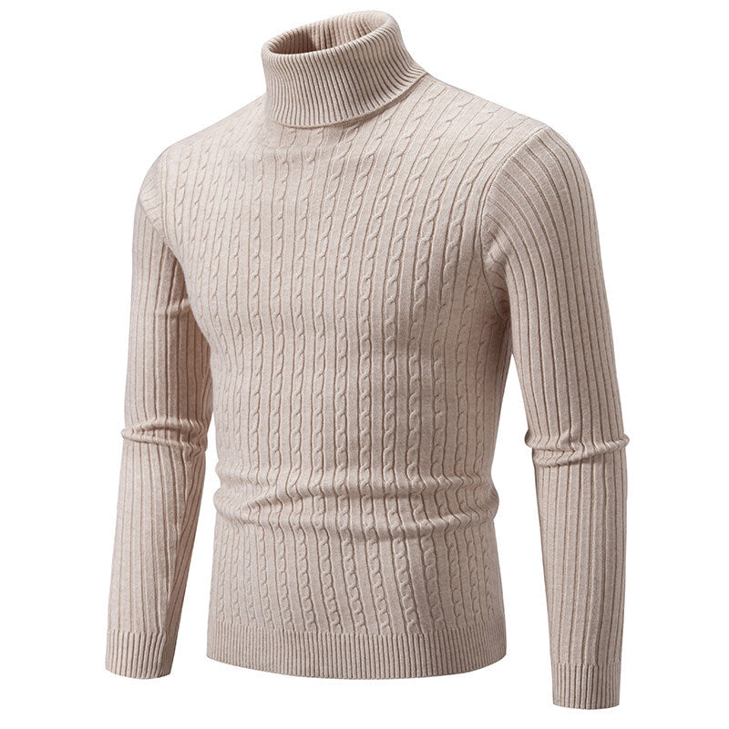 Herren nan Rollkragenpullover mit Zopfstrick und schlanker Passform Echo Archiv