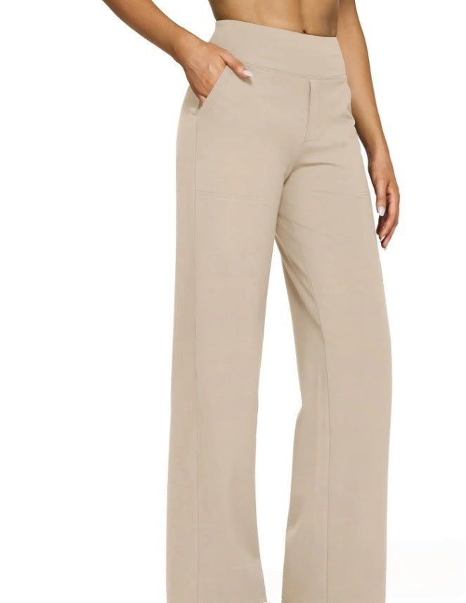 Damen Palazzo Yoga-Hosen mit hohem Bund, weitem Bein und Seitentaschen – Avélisse