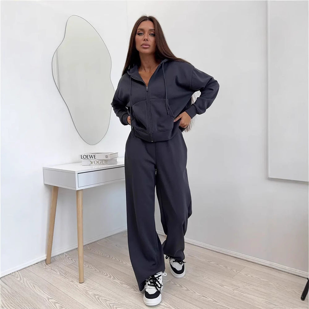 Damen nan weite Highwaist-Loungehose aus Sweatstoff mit Kordelzug und Eingrifftaschen Echo Archiv