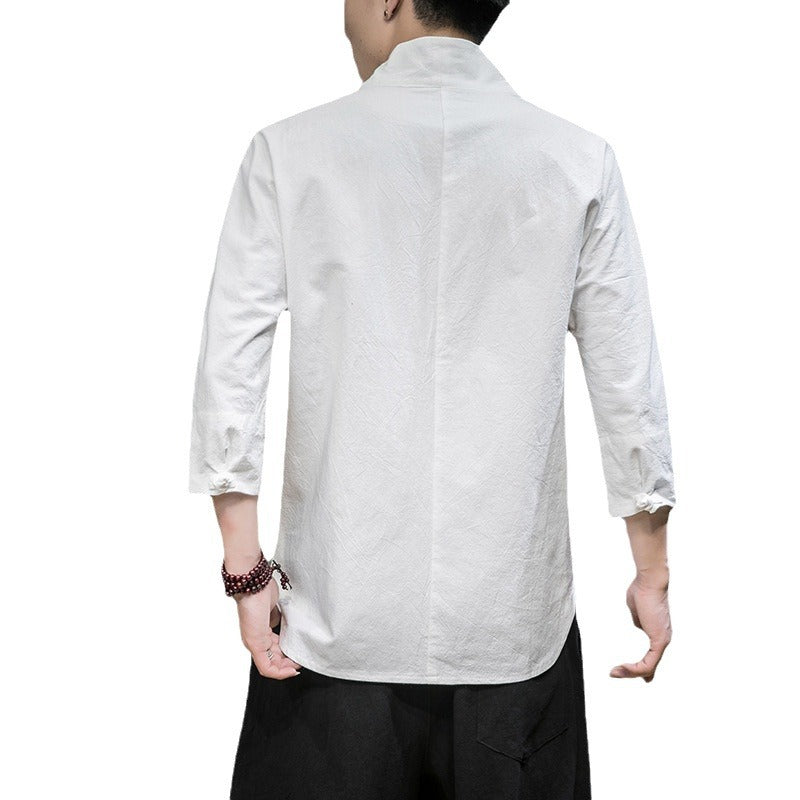 Herren nan modern geschnittene Kimono-Hemdjacke mit V-Kragen und 3/4-Ärmeln Echo Archiv