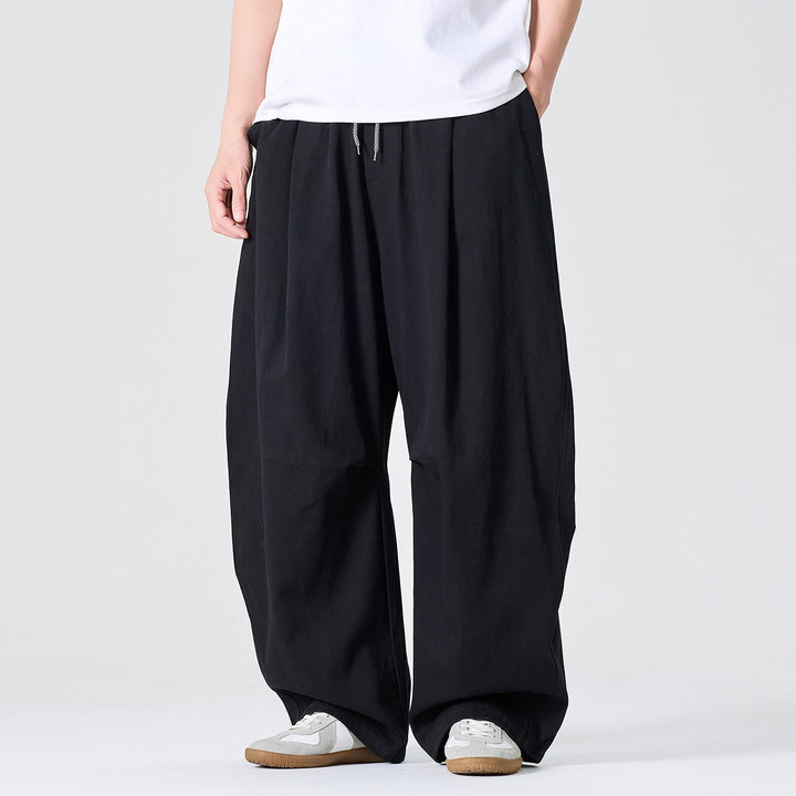 Herren Weite Relaxed-Fit Stoffhose mit Tunnelzug und Bundfalten Echo Archiv