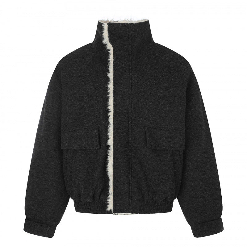 Damen Kurzer Wollmix‑Blouson im Flight‑Style mit Teddyfutter und aufgesetzten Pattentaschen Echo Archiv