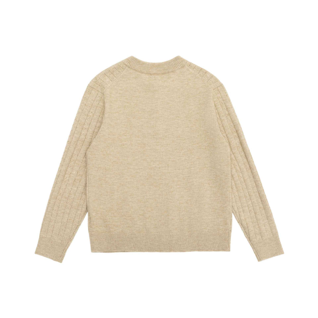 Herren Zopfmuster-Halbzip-Pullover mit Stehkragen und geripptem Saum Echoarchiv