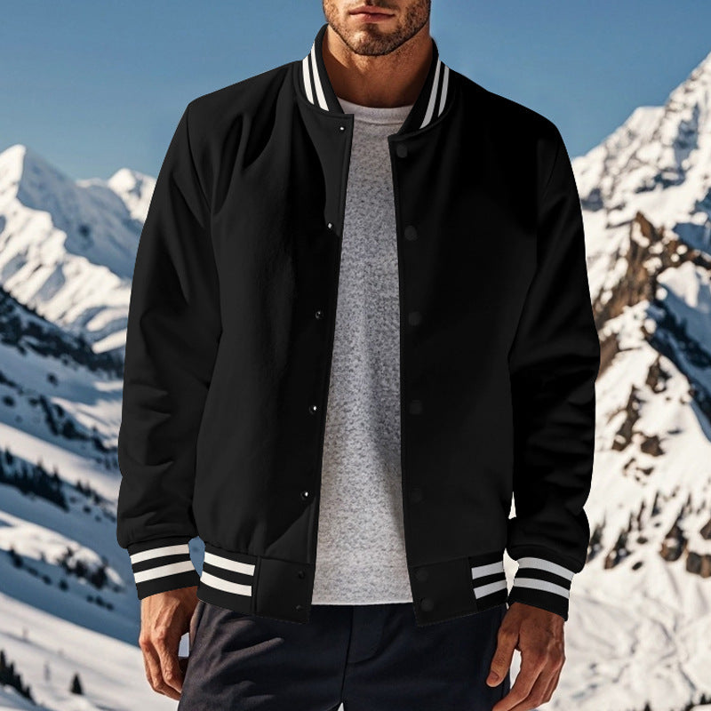 Herren sportliche Collegejacke im Vintage-Stil mit breitem Kragen und Druckknopfverschluss Echoarchiv