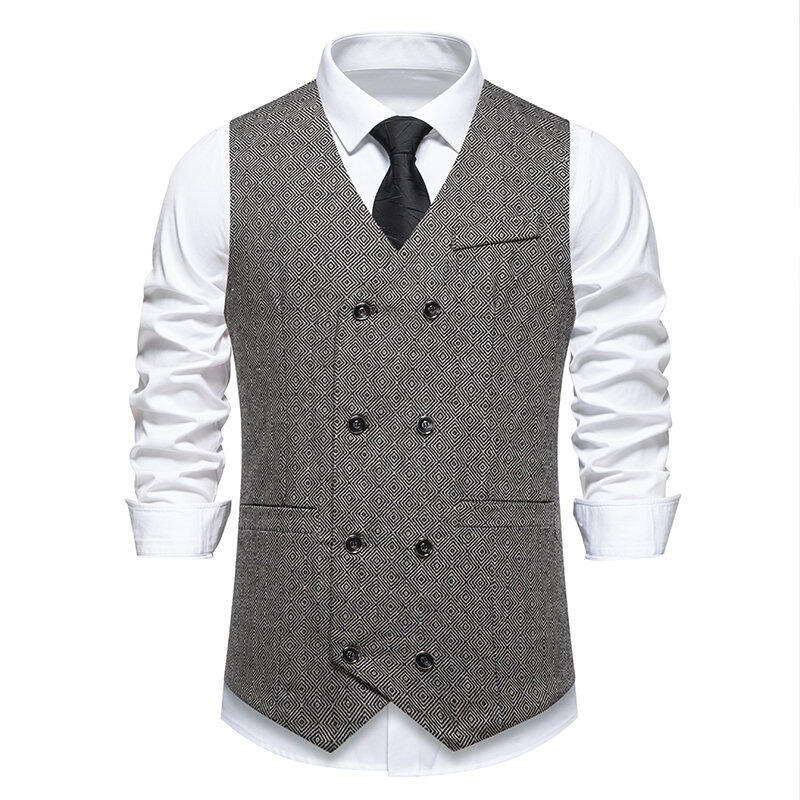 Herren elegante Doppelreiher-Weste mit dekorativem Muster Echoarchiv