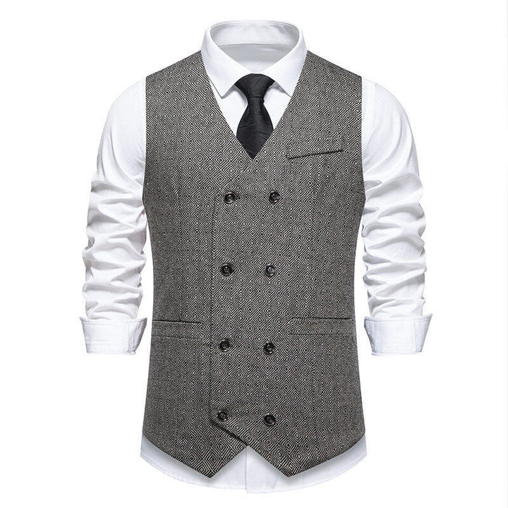 Herren elegante Doppelreiher-Weste mit dekorativem Muster Echoarchiv