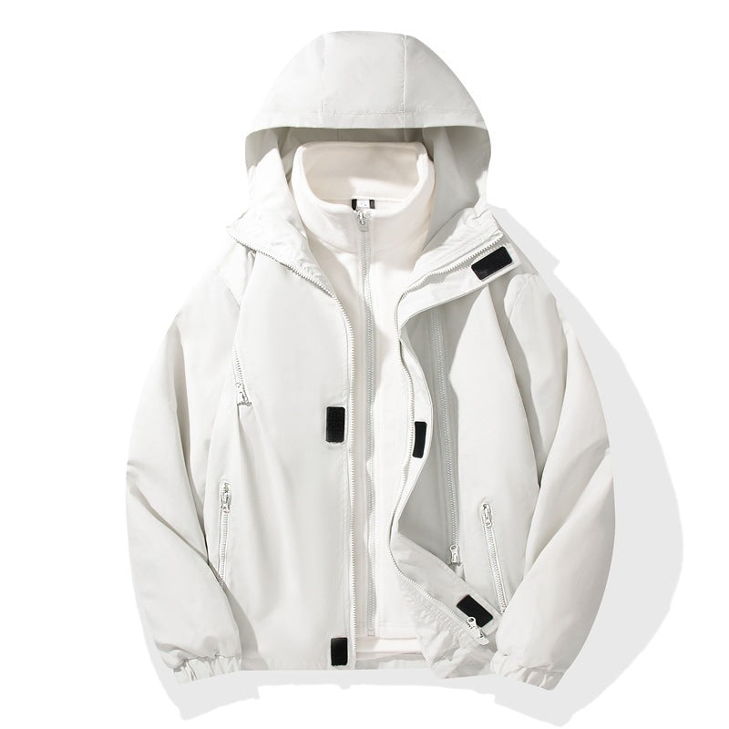 Herren Zweiteilige Hybrid-Kapuzenjacke mit integrierter Fleece-Innenlage und verdeckten Reißverschlüssen Echo Archiv