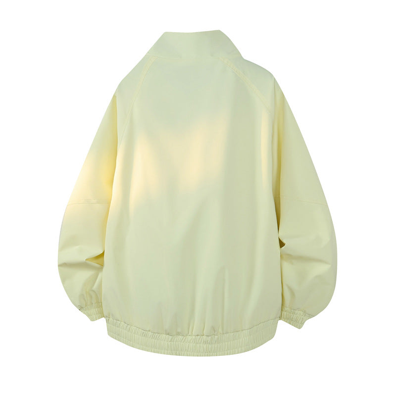 Unisex Oversize Wende-Bomberjacke mit kontrastierendem Kragen, Reißverschluss & elastischem Saum Echoarchiv