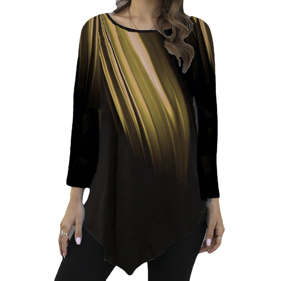 Damen Asymmetrische Tunika mit Zipfelsaum und abstraktem Verlaufprint – Avérine